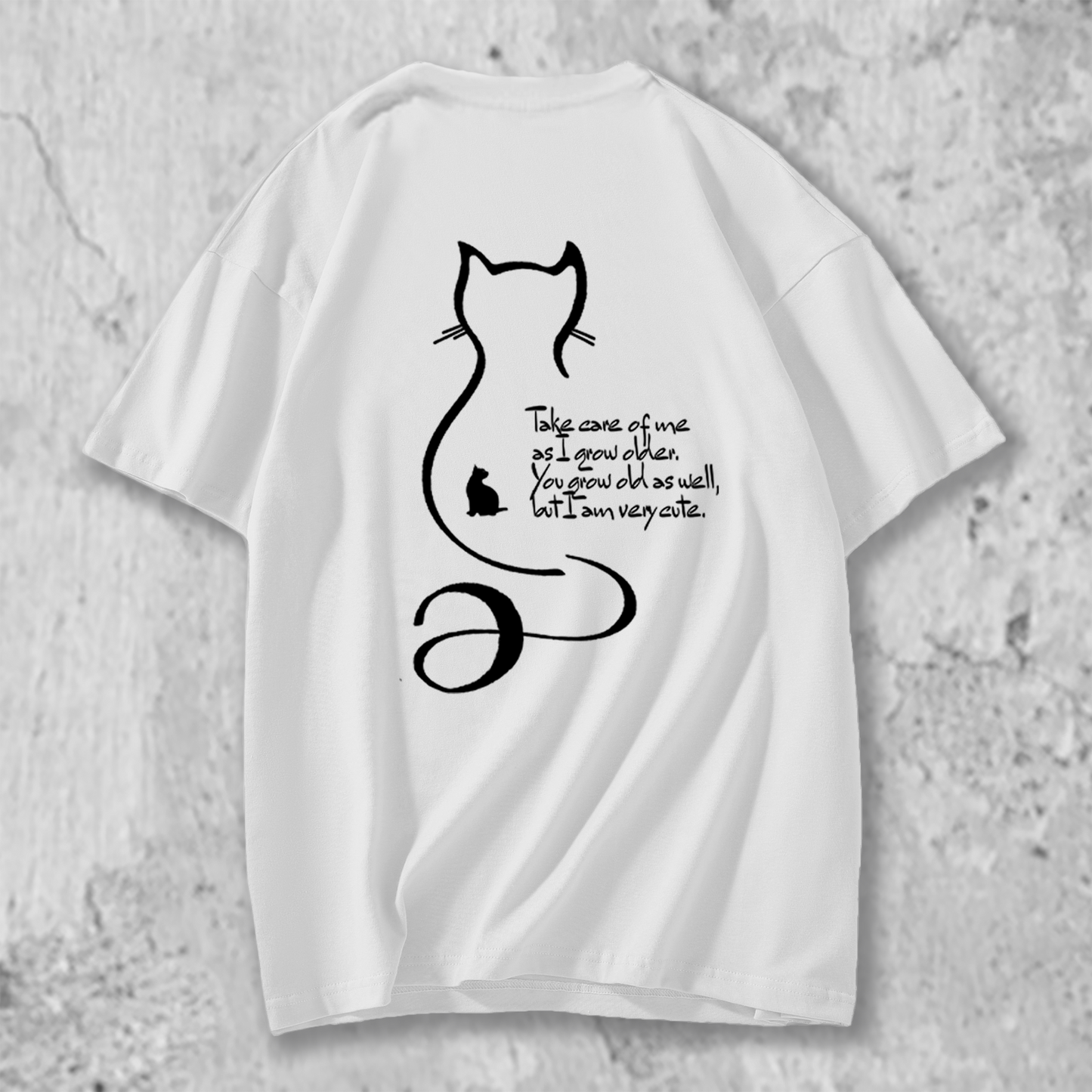 猫の十戒のイラストのTシャツの白