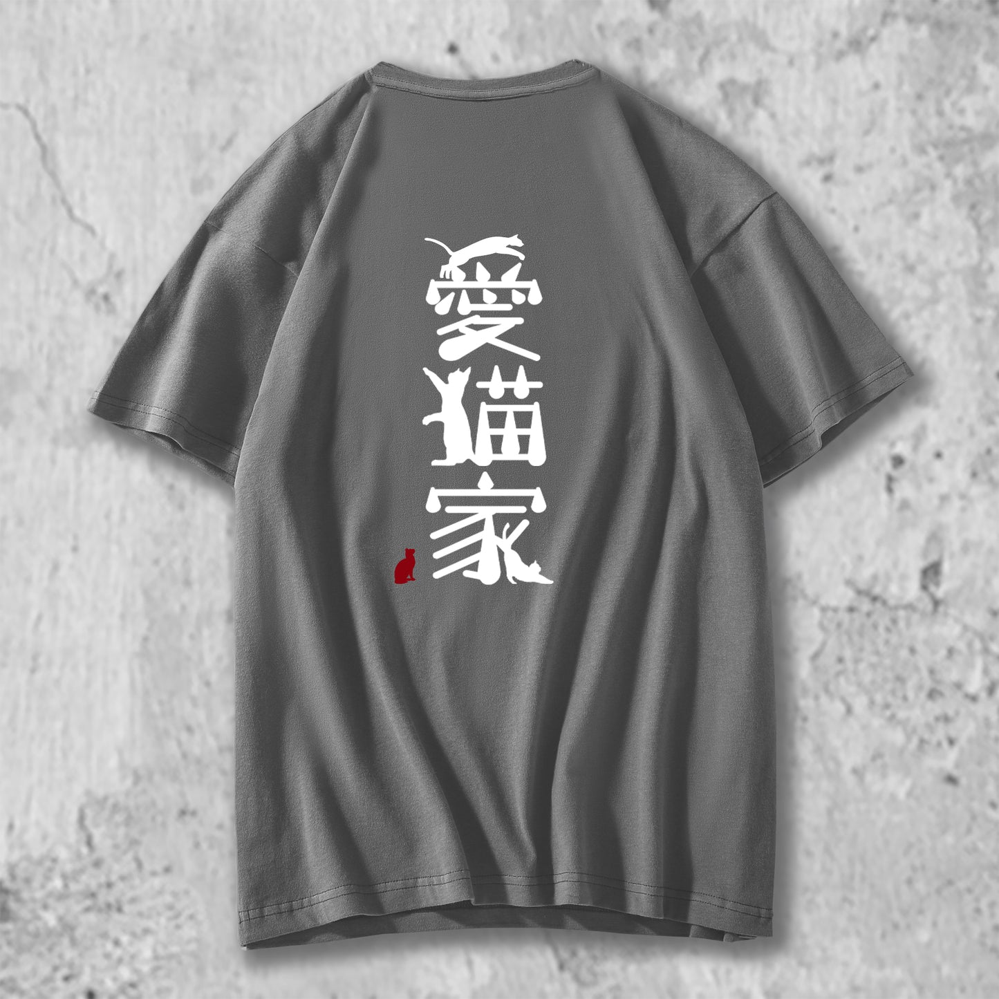 愛猫家のロゴがプリントされたTシャツのグレー