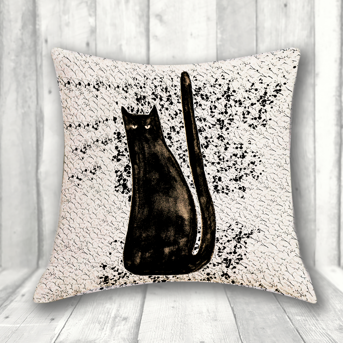クッションカバー【黒猫のイラスト】猫クッション 猫グッズ 猫雑貨 猫プレゼント