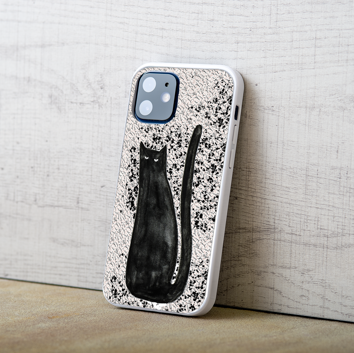 オリジナル iphone ケース【黒猫イラスト】猫グッズ 猫雑貨 猫プレゼント