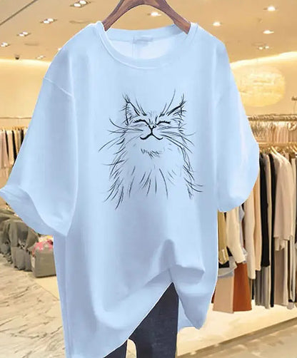 かわいい猫 ネコグッズ  猫Tシャツ 猫雑貨 猫パーカー 専門店 サバトラ ゆったりサイズの猫イラストＴシャツ