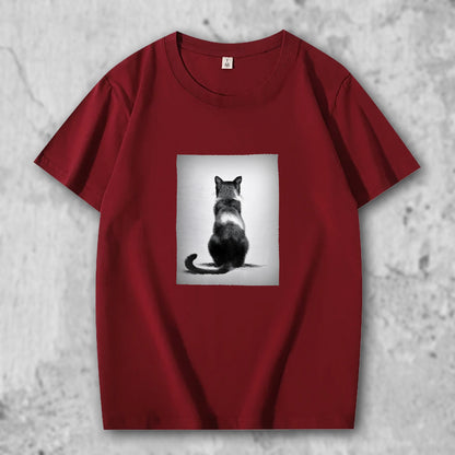 かわいい猫 ネコグッズ 猫Tシャツ 猫雑貨 猫パーカー 専門店 オリジナルＴシャツ 黒猫の優雅な後ろ姿