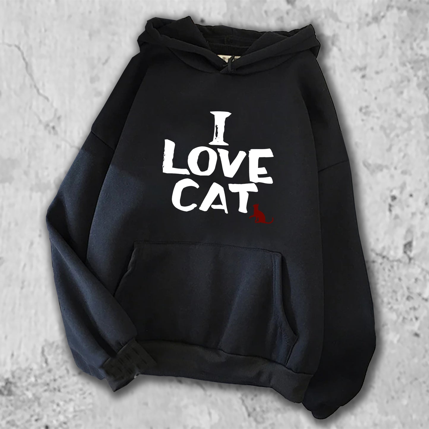 I LOVE CAT パーカー black