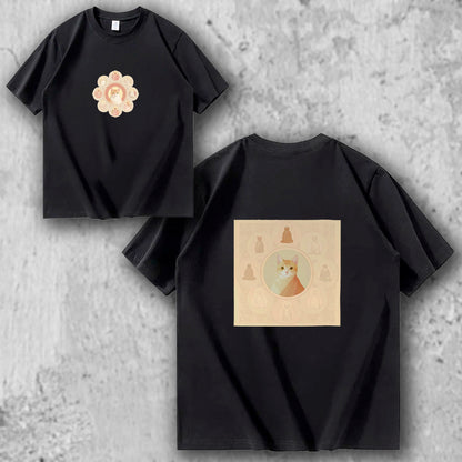 マンダラ猫Tシャツ　黒