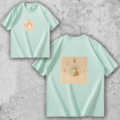 マンダラ猫Tシャツ　ミント