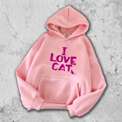 I LOVE CAT パーカー ピンク