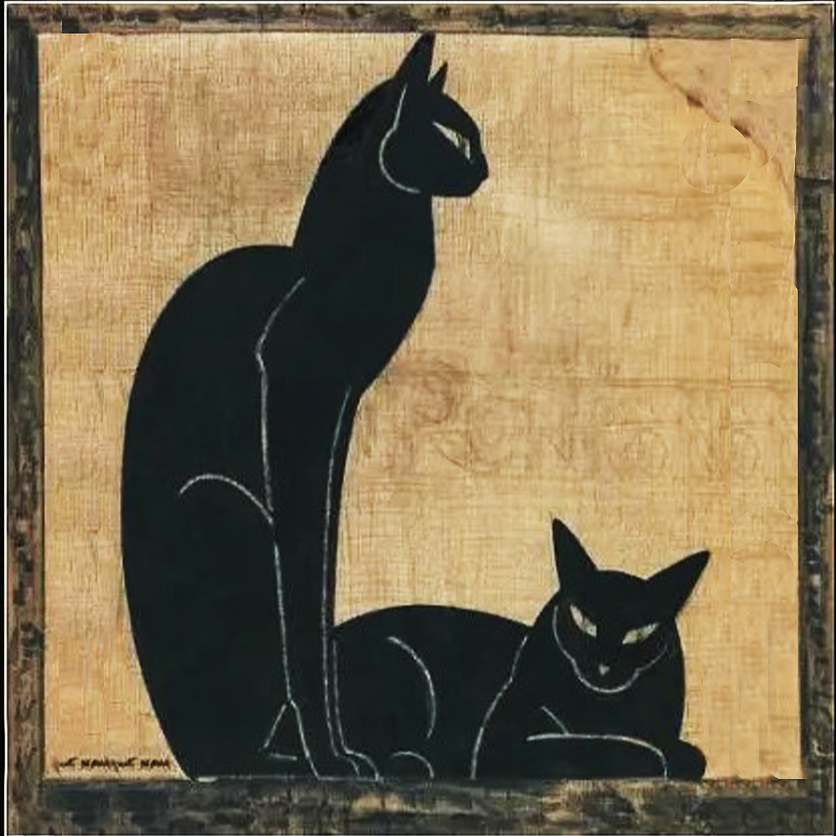 クッションカバー【アールデコ風黒猫のイラスト】猫クッション 猫グッズ 猫雑貨 猫プレゼント