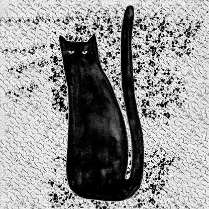 黒猫のイラストのキャンパスパネルのイラスト
