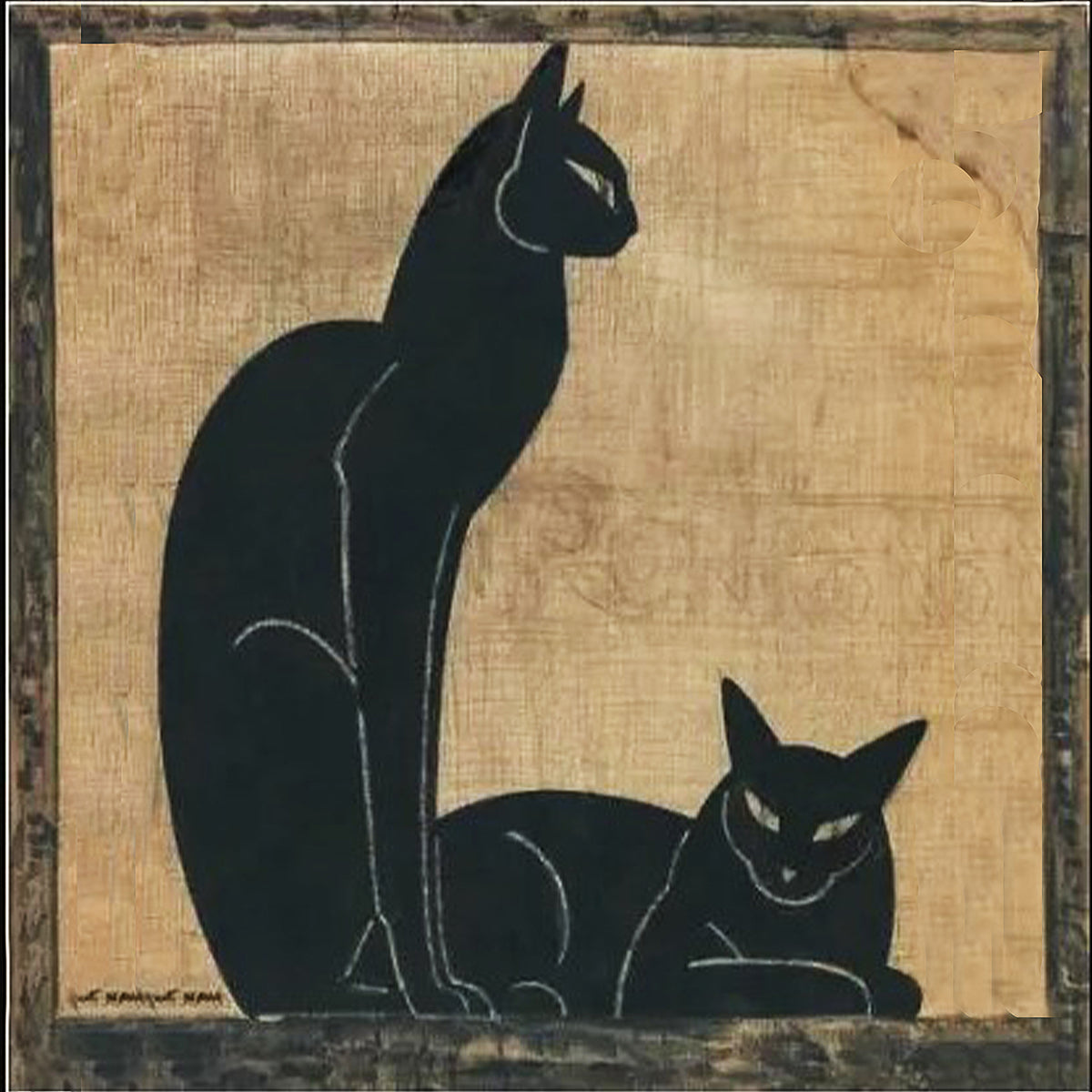 黒猫のアンティークイラスト