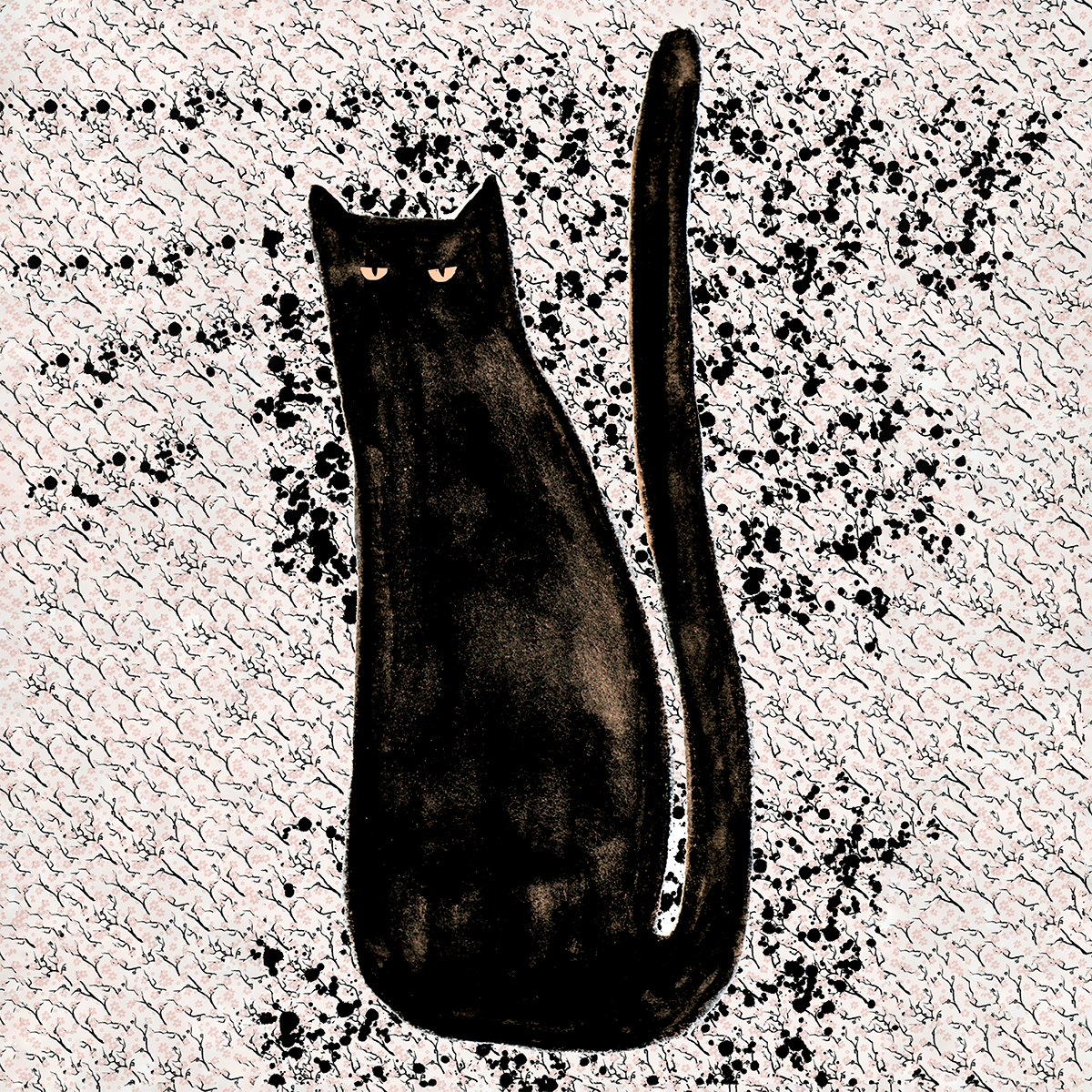 クッションカバー【黒猫のイラスト】猫クッション 猫グッズ 猫雑貨 猫プレゼント
