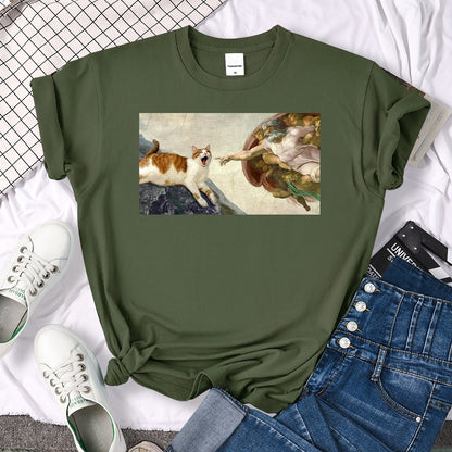 Ｔシャツ【猫のアダムにゃんの創造】猫Ｔシャツ 猫グッズ 猫雑貨 猫プレゼント