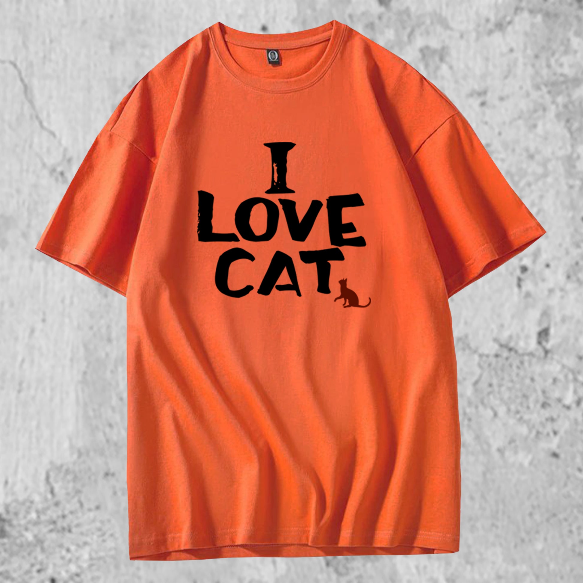 I LOVE CATと書かれたＴシャツのオレンジ