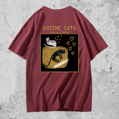 オリジナルＴシャツ【まどろむ猫たち】バックプリント 猫Tシャツ 猫グッズ 猫雑貨 猫プレゼント