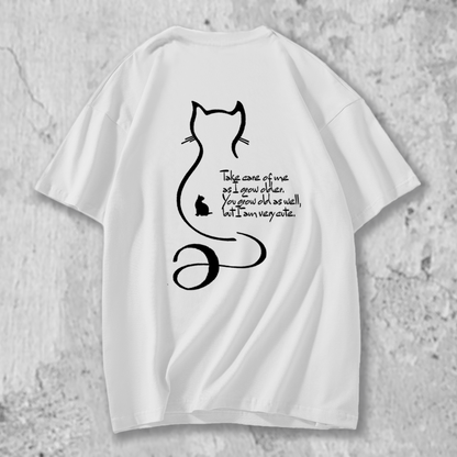 猫の十戒のイラストのＴシャツの白